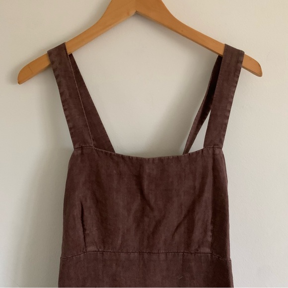 Faherty Cocoa Brown August Linen Mini Dress, Medium - Picture 6 of 15